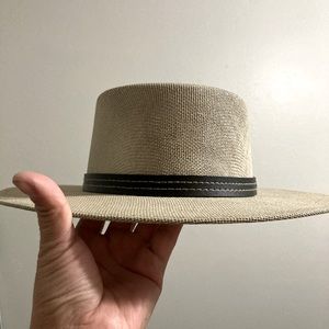 Wide Brim Straw Fedora Medium